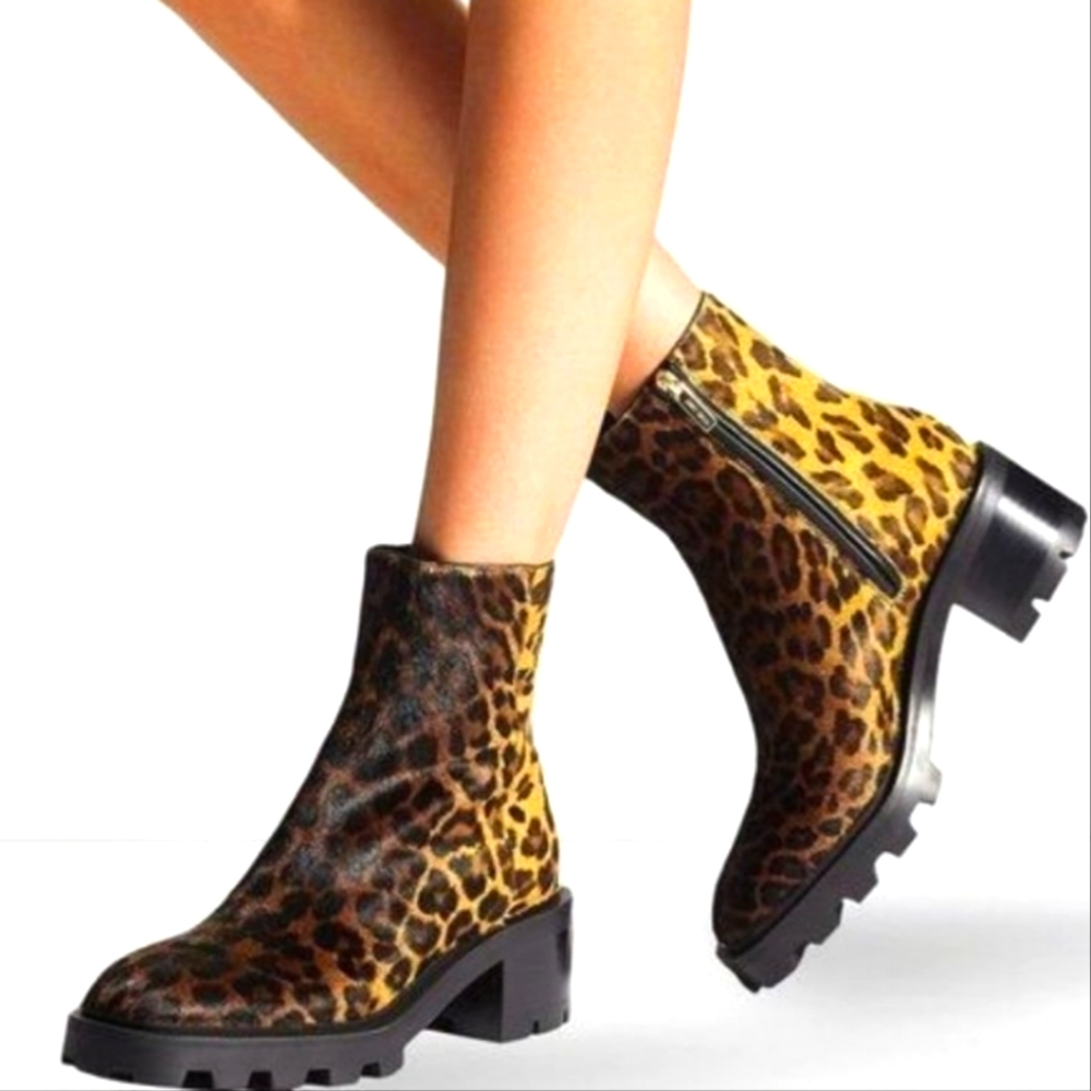 Jimmy Choo Ankle Boots Leopard Mava Lug Sole Size 37 New without box
